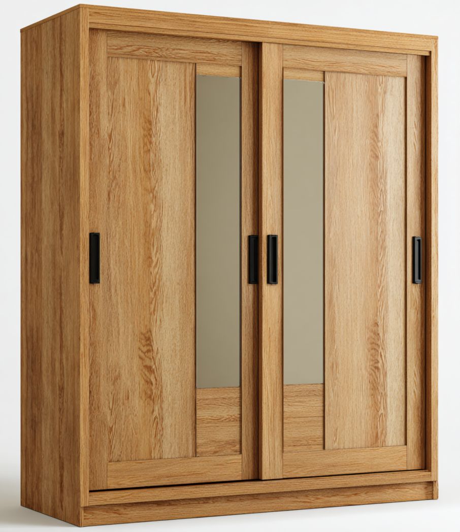 Kleiderschrank mit Spiegeltüren aus Eichenholz-90 x 40 x 180