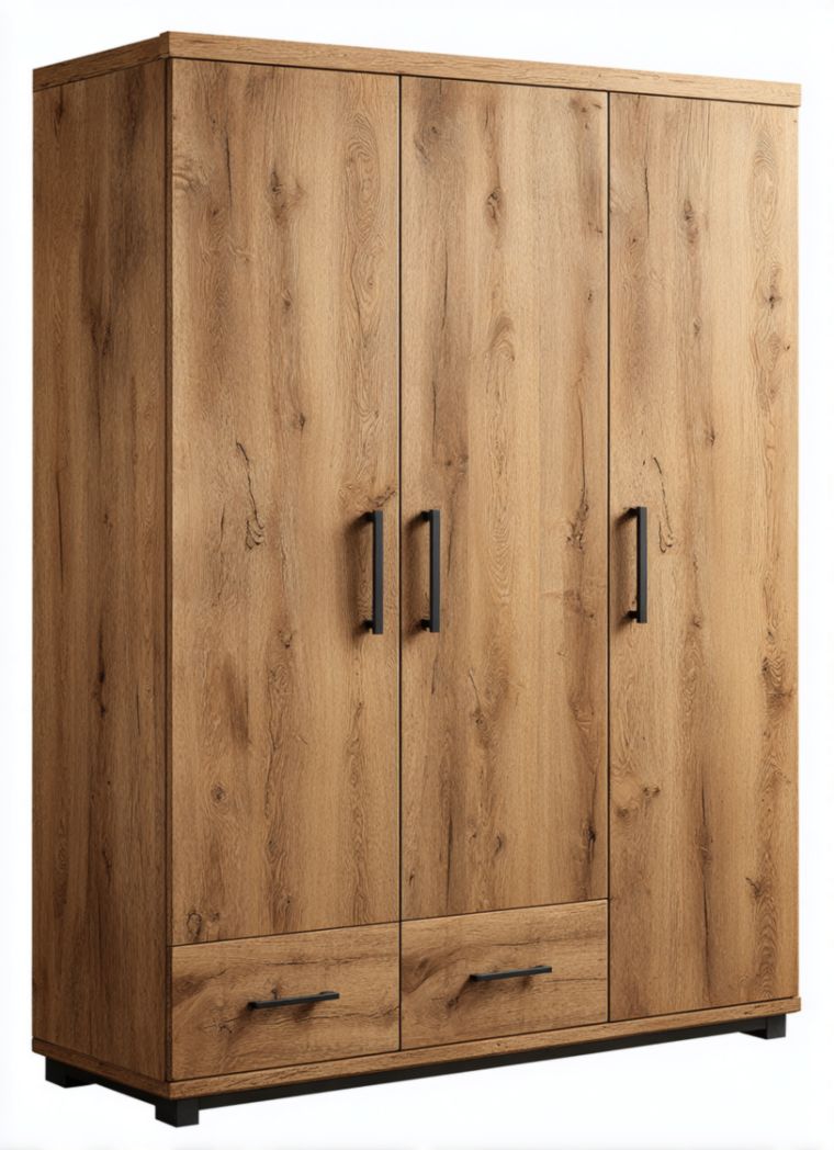 Kleiderschrank aus Holz mit drei Türen zur Aufbewahrung von Kleidung - 180 x 100 x 50