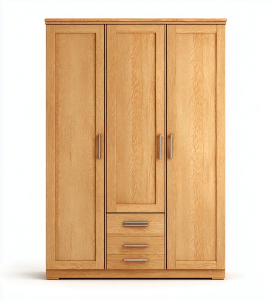 Kleiderschrank aus massivem Holz für Schlafzimmer mit Schubladen-180 x 80 x 50